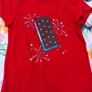 Cat & Jack Red Short Sleeve Tee with Fireworks Ice Cream Graphic